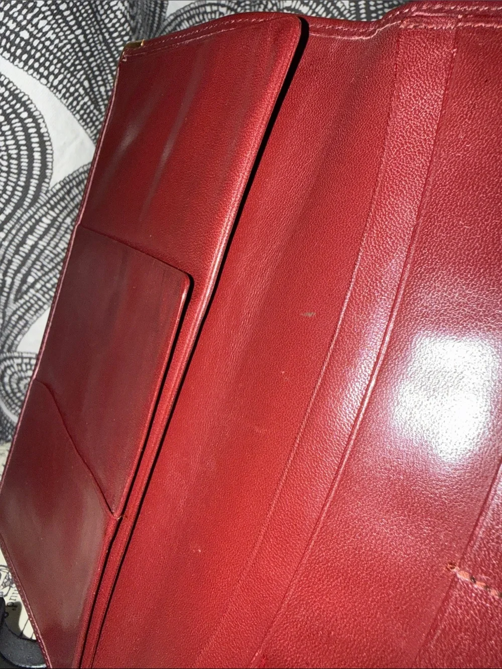 Vintage Cartier Paris Burgundy Leather Long Wallet Clutch